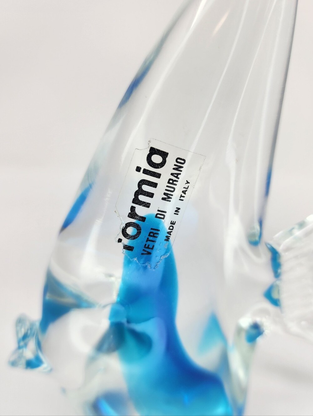 Formia Vetri Di Murano Blue and Clear Glass Fish Art Sculpture - Picture 4 of 8